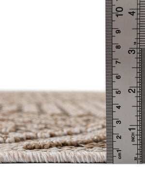 Khaki 7' 10 x 7' 10 Symphony Outdoor Square Area Rug Weather Resistant for Patio, Deck, Terrace, Balcony, Porch Durable Outside Carpet for Sale at Rug Engine
