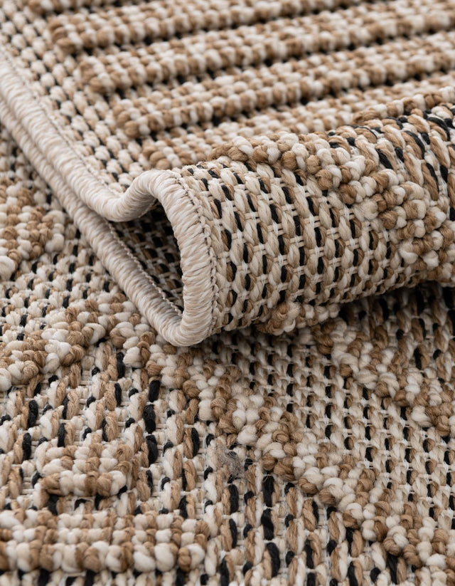 Khaki 7' 10 x 7' 10 Symphony Outdoor Square Area Rug Weather Resistant for Patio, Deck, Terrace, Balcony, Porch Durable Outside Carpet for Sale at Rug Engine