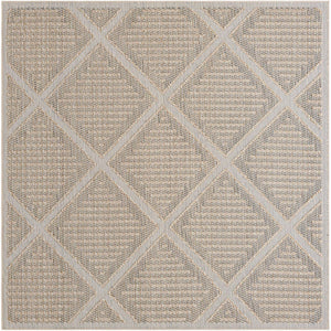 Khaki 7' 10 x 7' 10 Symphony Outdoor Square Area Rug Weather Resistant for Patio, Deck, Terrace, Balcony, Porch Durable Outside Carpet for Sale at Rug Engine