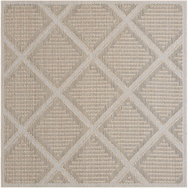Khaki 7' 10 x 7' 10 Symphony Outdoor Square Area Rug Weather Resistant for Patio, Deck, Terrace, Balcony, Porch Durable Outside Carpet for Sale at Rug Engine