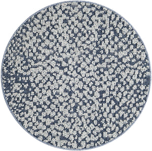 Navy Blue 3' 1 x 3' 1 Symphony Outdoor Round Area Rug Weather Resistant for Patio, Deck, Terrace, Balcony, Porch Durable Outside Carpet for Sale at Rug Engine