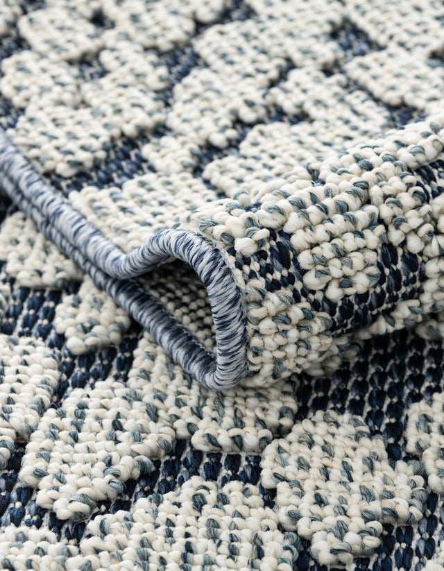 Navy Blue 7' 10 x 7' 10 Symphony Outdoor Round Area Rug Weather Resistant for Patio, Deck, Terrace, Balcony, Porch Durable Outside Carpet for Sale at Rug Engine