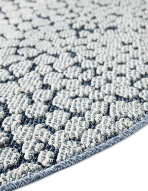 Navy Blue 7' 10 x 7' 10 Symphony Outdoor Round Area Rug Weather Resistant for Patio, Deck, Terrace, Balcony, Porch Durable Outside Carpet for Sale at Rug Engine