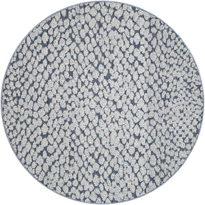 Navy Blue 5' 3 x 5' 3 Symphony Outdoor Round Area Rug Weather Resistant for Patio, Deck, Terrace, Balcony, Porch Durable Outside Carpet for Sale at Rug Engine