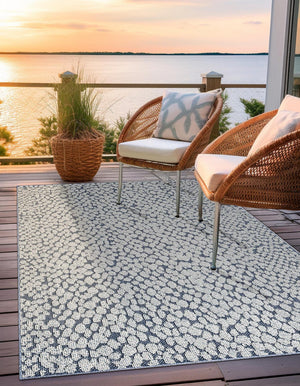 Navy Blue 6' 1 x 9' Symphony Outdoor Rectangle Area Rug Weather Resistant for Patio, Deck, Terrace, Balcony, Porch Durable Outside Carpet for Sale at Rug Engine