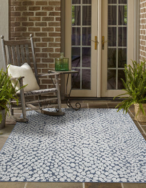 Navy Blue 6' 1 x 9' Symphony Outdoor Rectangle Area Rug Weather Resistant for Patio, Deck, Terrace, Balcony, Porch Durable Outside Carpet for Sale at Rug Engine