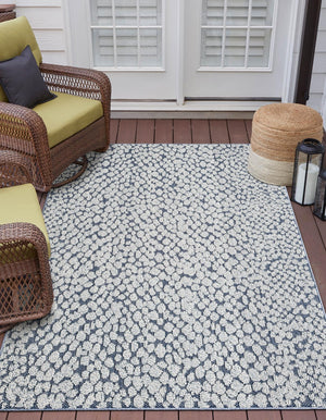 Navy Blue 6' 1 x 9' Symphony Outdoor Rectangle Area Rug Weather Resistant for Patio, Deck, Terrace, Balcony, Porch Durable Outside Carpet for Sale at Rug Engine
