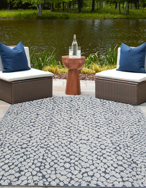 Navy Blue 6' 1 x 9' Symphony Outdoor Rectangle Area Rug Weather Resistant for Patio, Deck, Terrace, Balcony, Porch Durable Outside Carpet for Sale at Rug Engine