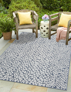 Navy Blue 4' 1 x 6' 1 Symphony Outdoor Rectangle Area Rug Weather Resistant for Patio, Deck, Terrace, Balcony, Porch Durable Outside Carpet for Sale at Rug Engine