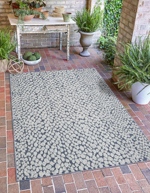 Navy Blue 6' 1 x 9' Symphony Outdoor Rectangle Area Rug Weather Resistant for Patio, Deck, Terrace, Balcony, Porch Durable Outside Carpet for Sale at Rug Engine