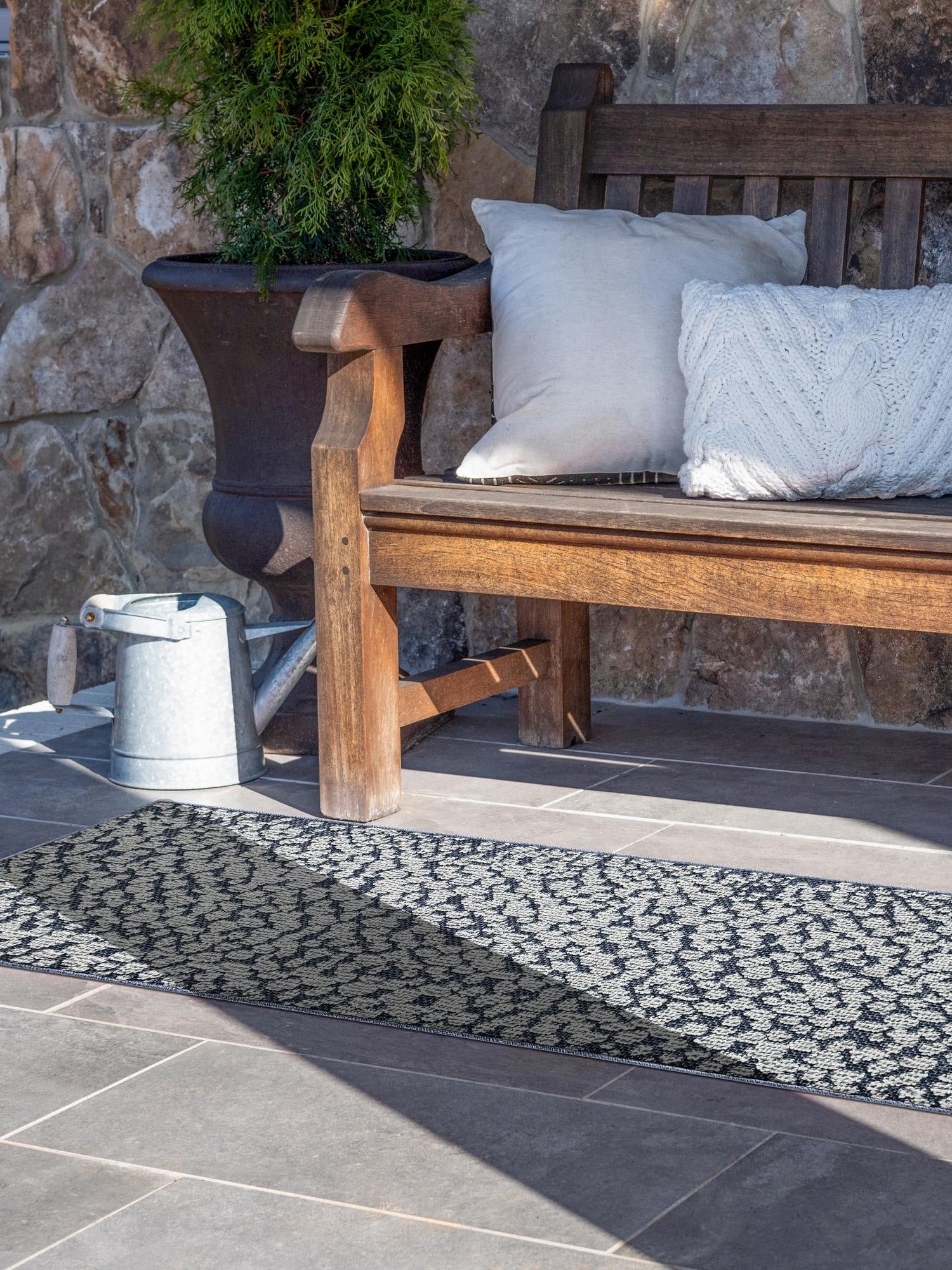Navy Blue 2' 7 x 12' Symphony Outdoor Runner Area Rug Weather Resistant for Patio, Deck, Terrace, Balcony, Porch Durable Outside Carpet for Sale at Rug Engine