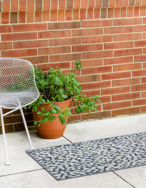 Navy Blue 2' x 8' Symphony Outdoor Runner Area Rug Weather Resistant for Patio, Deck, Terrace, Balcony, Porch Durable Outside Carpet for Sale at Rug Engine