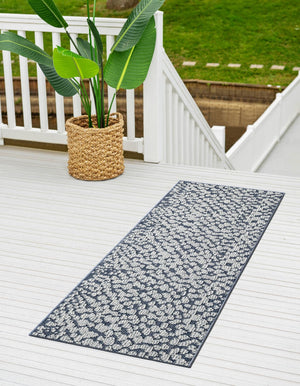 Navy Blue 2' x 8' Symphony Outdoor Runner Area Rug Weather Resistant for Patio, Deck, Terrace, Balcony, Porch Durable Outside Carpet for Sale at Rug Engine