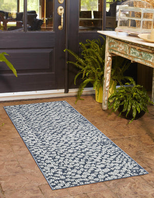 Navy Blue 2' x 8' Symphony Outdoor Runner Area Rug Weather Resistant for Patio, Deck, Terrace, Balcony, Porch Durable Outside Carpet for Sale at Rug Engine
