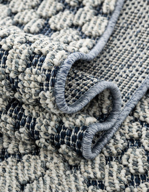 Navy Blue 2' x 8' Symphony Outdoor Runner Area Rug Weather Resistant for Patio, Deck, Terrace, Balcony, Porch Durable Outside Carpet for Sale at Rug Engine