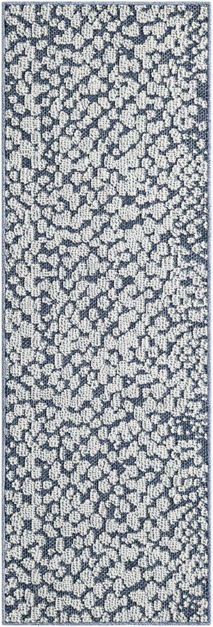 Navy Blue 2' x 6' 1 Symphony Outdoor Runner Area Rug Weather Resistant for Patio, Deck, Terrace, Balcony, Porch Durable Outside Carpet for Sale at Rug Engine