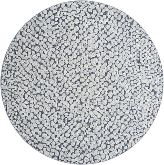 Navy Blue 7' 10 x 7' 10 Symphony Outdoor Round Area Rug Weather Resistant for Patio, Deck, Terrace, Balcony, Porch Durable Outside Carpet for Sale at Rug Engine