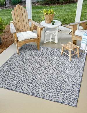 Navy Blue 7' 10 x 7' 10 Symphony Outdoor Square Area Rug Weather Resistant for Patio, Deck, Terrace, Balcony, Porch Durable Outside Carpet for Sale at Rug Engine
