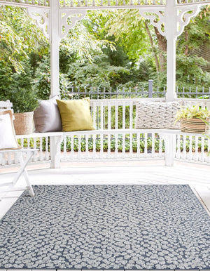 Navy Blue 7' 10 x 7' 10 Symphony Outdoor Square Area Rug Weather Resistant for Patio, Deck, Terrace, Balcony, Porch Durable Outside Carpet for Sale at Rug Engine
