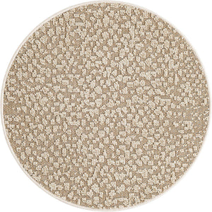 Khaki 3' 1 x 3' 1 Symphony Outdoor Round Area Rug Weather Resistant for Patio, Deck, Terrace, Balcony, Porch Durable Outside Carpet for Sale at Rug Engine