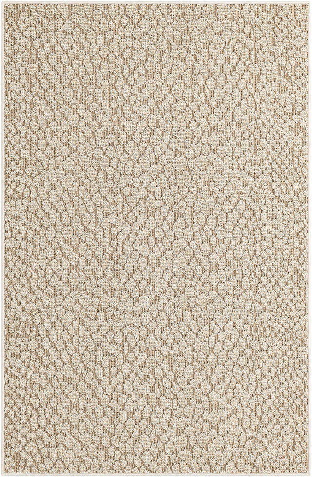Khaki 4' 1 x 6' 1 Symphony Outdoor Rectangle Area Rug Weather Resistant for Patio, Deck, Terrace, Balcony, Porch Durable Outside Carpet for Sale at Rug Engine