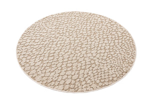 Khaki 5' 3 x 5' 3 Symphony Outdoor Round Area Rug Weather Resistant for Patio, Deck, Terrace, Balcony, Porch Durable Outside Carpet for Sale at Rug Engine