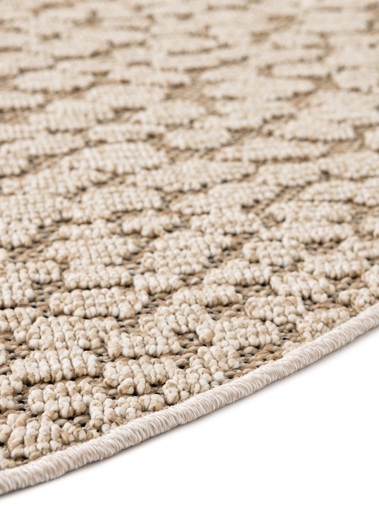 Khaki 3' 1 x 3' 1 Symphony Outdoor Round Area Rug Weather Resistant for Patio, Deck, Terrace, Balcony, Porch Durable Outside Carpet for Sale at Rug Engine