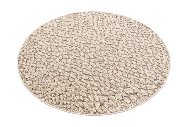 Khaki 5' 3 x 5' 3 Symphony Outdoor Round Area Rug Weather Resistant for Patio, Deck, Terrace, Balcony, Porch Durable Outside Carpet for Sale at Rug Engine