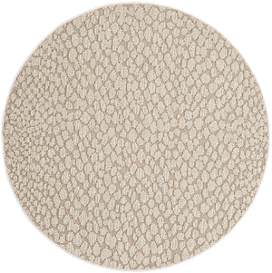 Khaki 5' 3 x 5' 3 Symphony Outdoor Round Area Rug Weather Resistant for Patio, Deck, Terrace, Balcony, Porch Durable Outside Carpet for Sale at Rug Engine