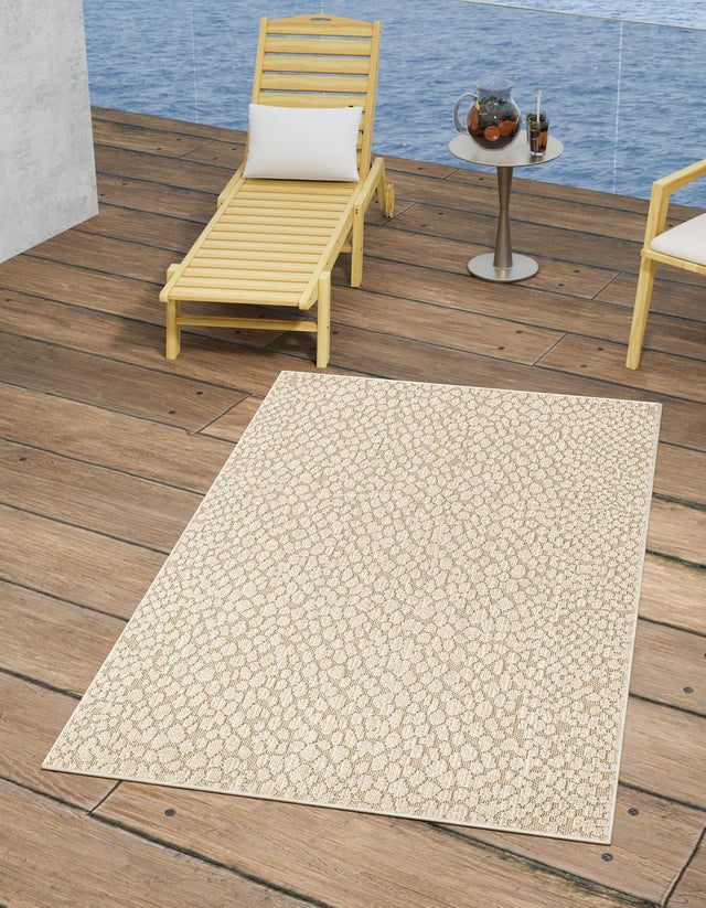 Khaki 5' 3 x 8' Symphony Outdoor Rectangle Area Rug Weather Resistant for Patio, Deck, Terrace, Balcony, Porch Durable Outside Carpet for Sale at Rug Engine