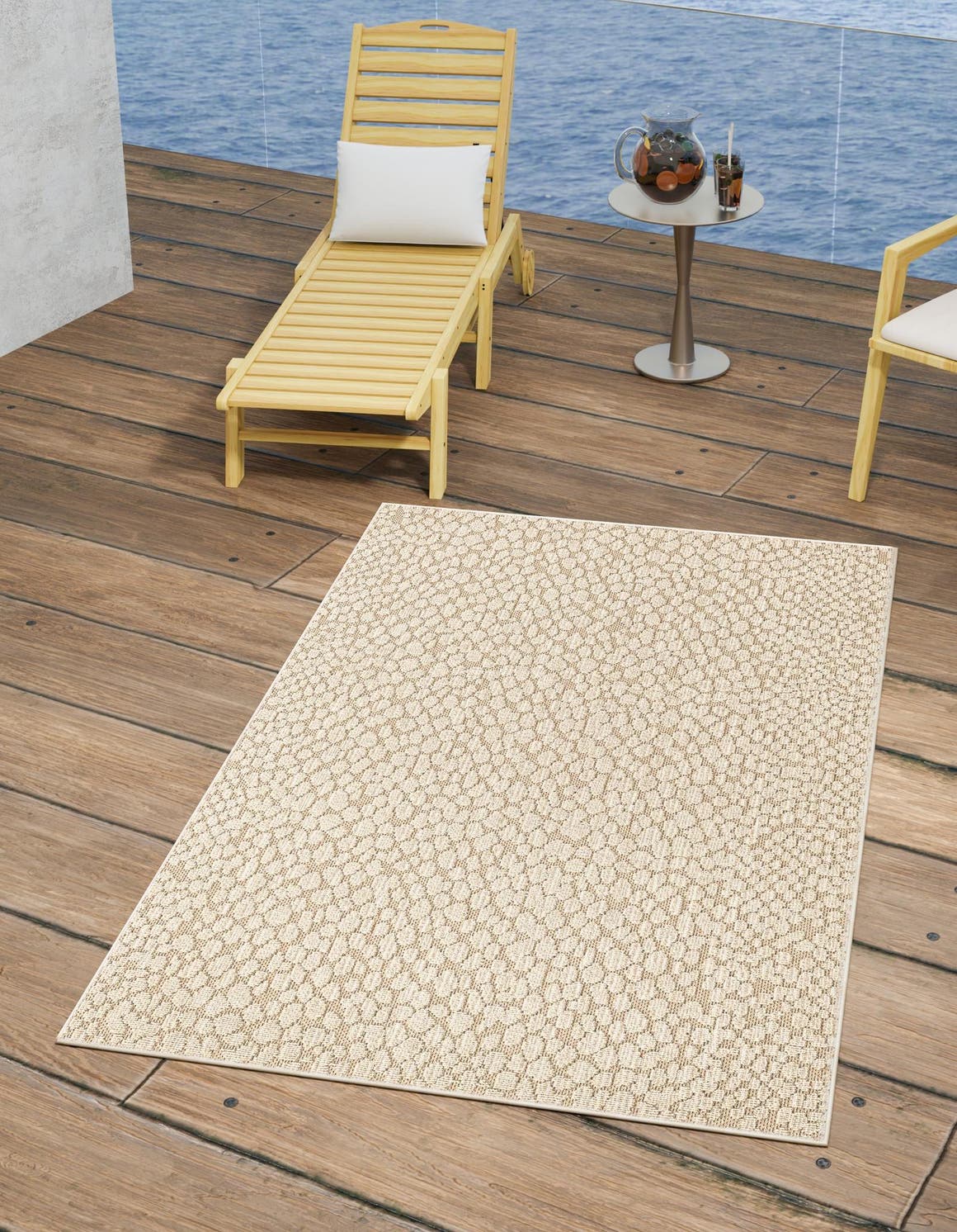 Khaki 9' x 12' Symphony Outdoor Rectangle Area Rug Weather Resistant for Patio, Deck, Terrace, Balcony, Porch Durable Outside Carpet for Sale at Rug Engine