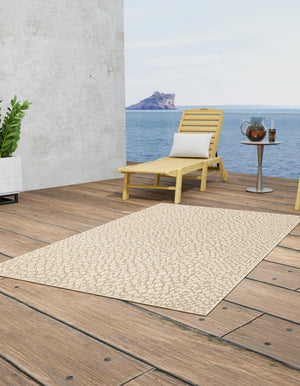 Khaki 5' 3 x 8' Symphony Outdoor Rectangle Area Rug Weather Resistant for Patio, Deck, Terrace, Balcony, Porch Durable Outside Carpet for Sale at Rug Engine