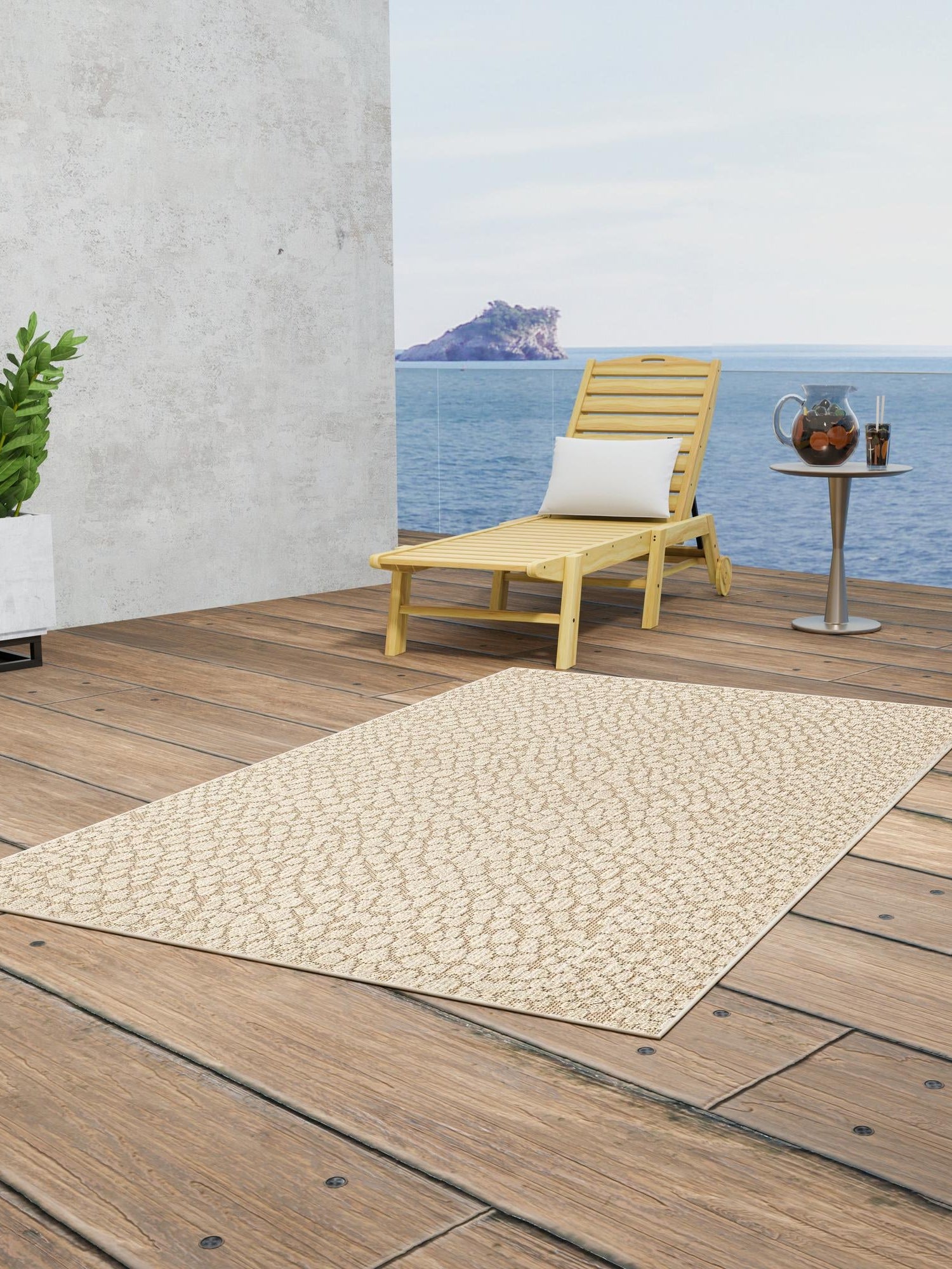 Khaki 7' 10 x 10' Symphony Outdoor Rectangle Area Rug Weather Resistant for Patio, Deck, Terrace, Balcony, Porch Durable Outside Carpet for Sale at Rug Engine