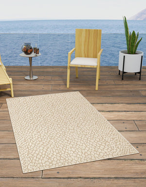Khaki 2' x 3' 1 Symphony Outdoor Rectangle Area Rug Weather Resistant for Patio, Deck, Terrace, Balcony, Porch Durable Outside Carpet for Sale at Rug Engine
