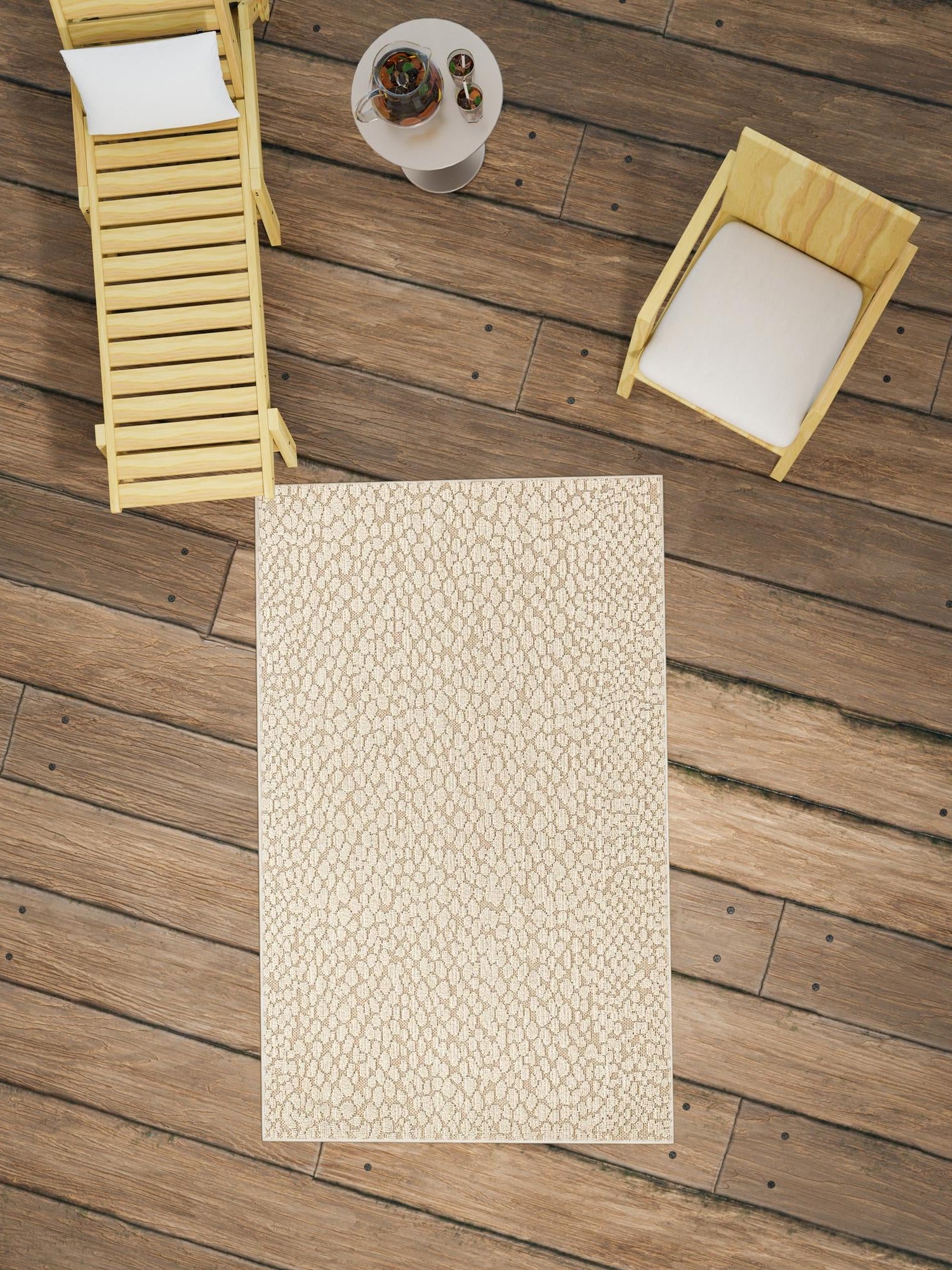 Khaki 2' x 3' 1 Symphony Outdoor Rectangle Area Rug Weather Resistant for Patio, Deck, Terrace, Balcony, Porch Durable Outside Carpet for Sale at Rug Engine