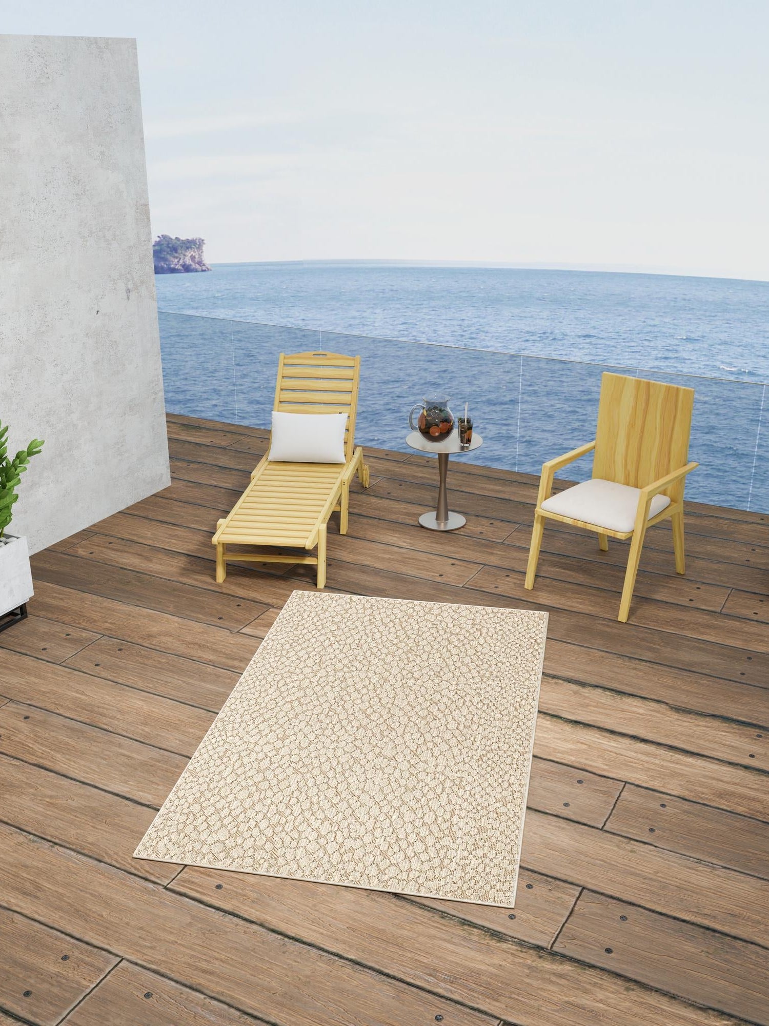 Khaki 7' 10 x 10' Symphony Outdoor Rectangle Area Rug Weather Resistant for Patio, Deck, Terrace, Balcony, Porch Durable Outside Carpet for Sale at Rug Engine