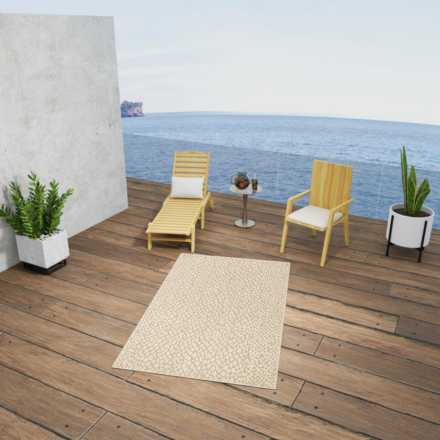 Khaki 7' 10 x 10' Symphony Outdoor Rectangle Area Rug Weather Resistant for Patio, Deck, Terrace, Balcony, Porch Durable Outside Carpet for Sale at Rug Engine