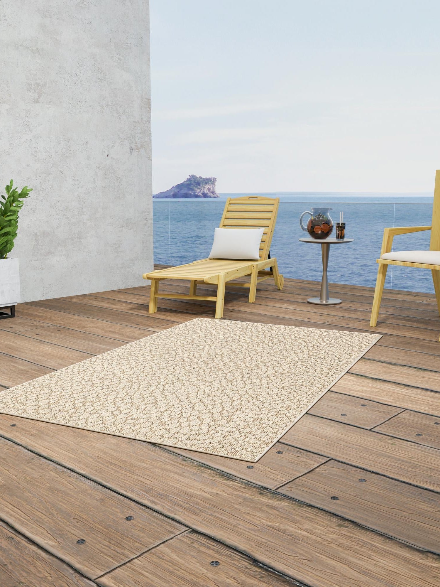 Khaki 2' x 3' 1 Symphony Outdoor Rectangle Area Rug Weather Resistant for Patio, Deck, Terrace, Balcony, Porch Durable Outside Carpet for Sale at Rug Engine