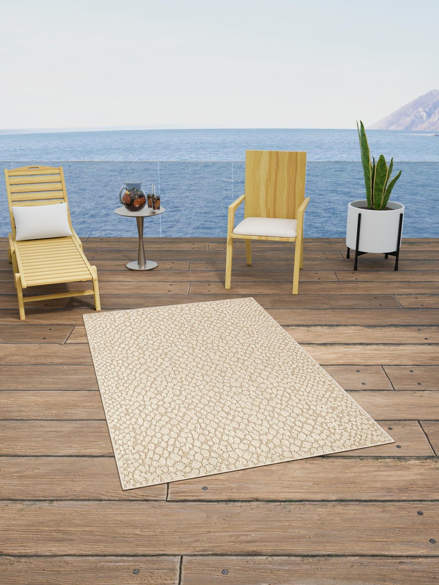 Khaki 7' 10 x 10' Symphony Outdoor Rectangle Area Rug Weather Resistant for Patio, Deck, Terrace, Balcony, Porch Durable Outside Carpet for Sale at Rug Engine