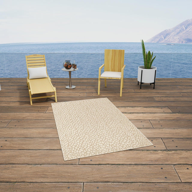 Khaki 2' x 3' 1 Symphony Outdoor Rectangle Area Rug Weather Resistant for Patio, Deck, Terrace, Balcony, Porch Durable Outside Carpet for Sale at Rug Engine
