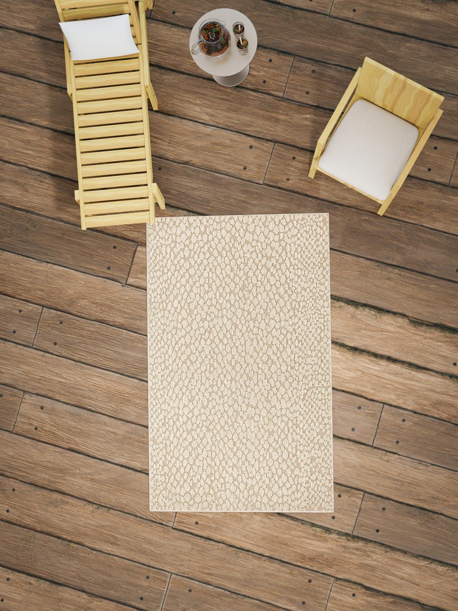 Khaki 2' x 3' 1 Symphony Outdoor Rectangle Area Rug Weather Resistant for Patio, Deck, Terrace, Balcony, Porch Durable Outside Carpet for Sale at Rug Engine