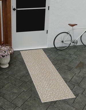 Khaki 2' x 6' 1 Symphony Outdoor Runner Area Rug Weather Resistant for Patio, Deck, Terrace, Balcony, Porch Durable Outside Carpet for Sale at Rug Engine