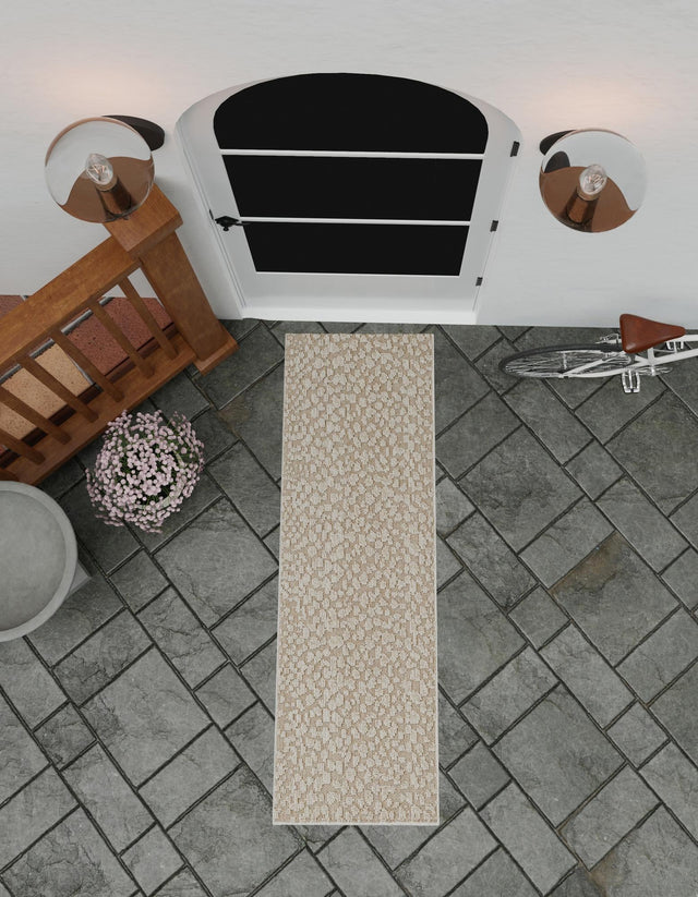 Khaki 2' 7 x 12' Symphony Outdoor Runner Area Rug Weather Resistant for Patio, Deck, Terrace, Balcony, Porch Durable Outside Carpet for Sale at Rug Engine