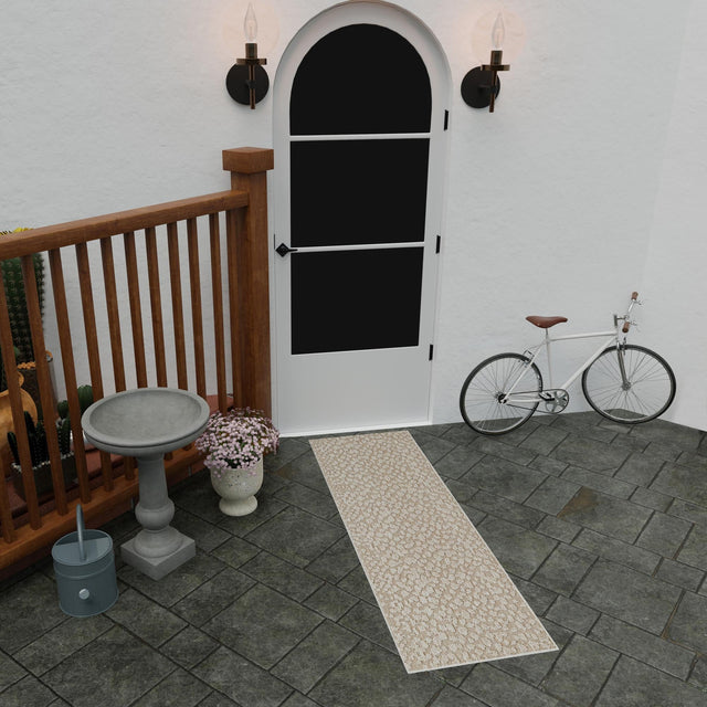 Khaki 2' 7 x 12' Symphony Outdoor Runner Area Rug Weather Resistant for Patio, Deck, Terrace, Balcony, Porch Durable Outside Carpet for Sale at Rug Engine
