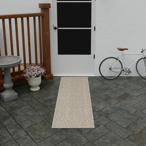 Khaki 2' 7 x 12' Symphony Outdoor Runner Area Rug Weather Resistant for Patio, Deck, Terrace, Balcony, Porch Durable Outside Carpet for Sale at Rug Engine