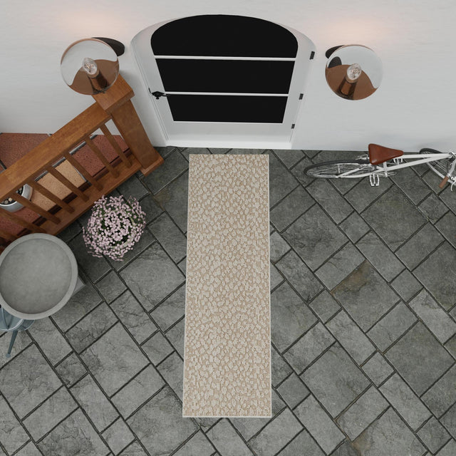 Khaki 2' 7 x 12' Symphony Outdoor Runner Area Rug Weather Resistant for Patio, Deck, Terrace, Balcony, Porch Durable Outside Carpet for Sale at Rug Engine