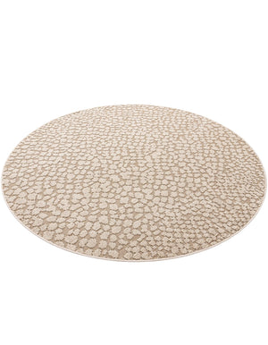 Khaki 7' 10 x 7' 10 Symphony Outdoor Round Area Rug Weather Resistant for Patio, Deck, Terrace, Balcony, Porch Durable Outside Carpet for Sale at Rug Engine