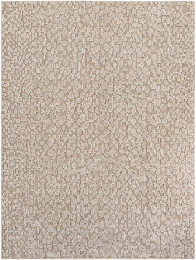 Khaki 9' x 12' Symphony Outdoor Rectangle Area Rug Weather Resistant for Patio, Deck, Terrace, Balcony, Porch Durable Outside Carpet for Sale at Rug Engine