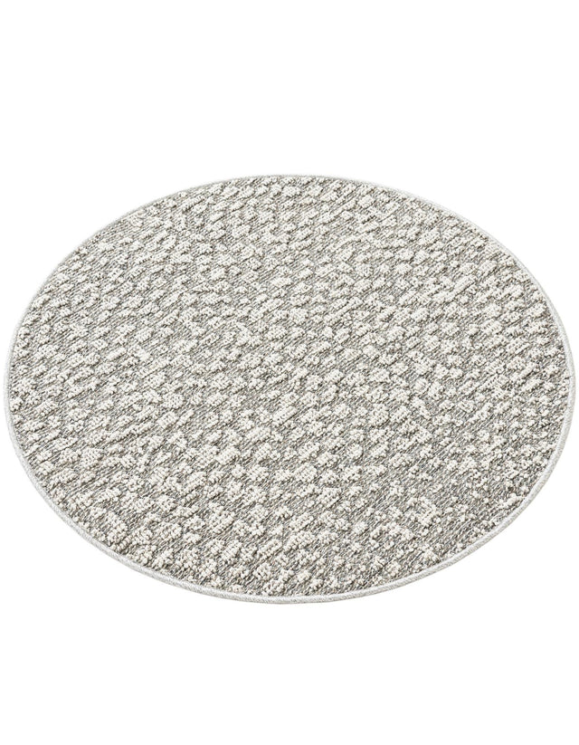 Light Gray 3' 1 x 3' 1 Symphony Outdoor Round Area Rug Weather Resistant for Patio, Deck, Terrace, Balcony, Porch Durable Outside Carpet for Sale at Rug Engine