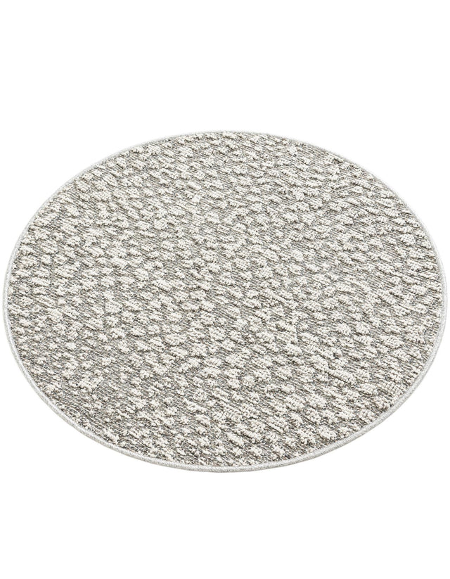 Light Gray 3' 1 x 3' 1 Symphony Outdoor Round Area Rug Weather Resistant for Patio, Deck, Terrace, Balcony, Porch Durable Outside Carpet for Sale at Rug Engine